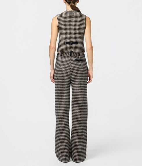 Houndstooth Tailored Trousers - Black/Dune